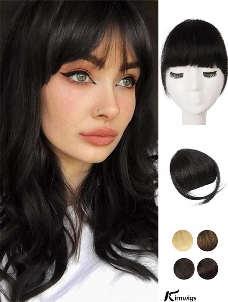 Human Hair 100% Real Hair Fringe Extensions Clip in French Bangs Fringe with Temples Clip on Fringe Bangs