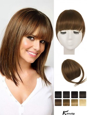 Clip in Fringe Human Hair 100% Real Hair Fringe Extensions Clip in French Bangs Fringe with Temples Clip on Fringe Bangs Real Hair Pieces for women Natural Color Washable