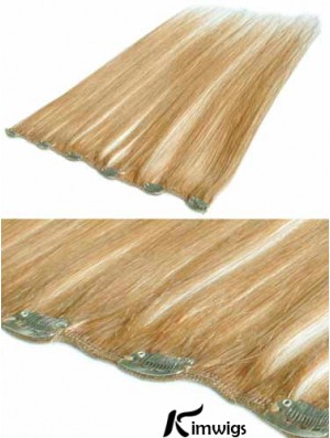 Suitable Blonde Straight Remy Real Hair Clip In Hair Extensions