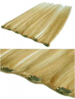 Flexibility Blonde Straight Remy Real Hair Clip In Hair Extensions