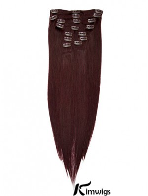 Fashionable Red Straight Remy Real Hair Clip In Hair Extensions