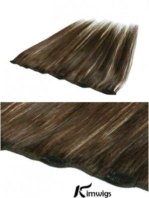 Convenient Brown Straight Remy Real Hair Clip In Hair Extensions