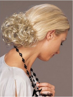 Ideal Blonde Curly Synthetic Clip In Hairpieces