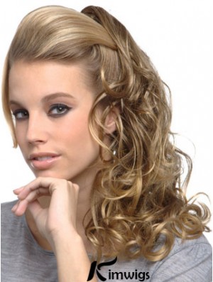 Amazing Blonde Curly Synthetic Clip In Hairpieces