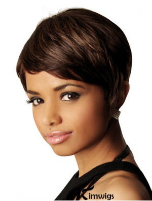 African American Real Hair Wigs Straight Style Short Length Bobs Cut