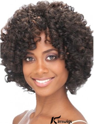 Chin Length Capless Layered Kinky Synthetic Black Woman's Wigs