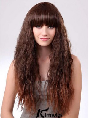 Long Ombre/2 Tone Curly With Bangs Suitable African American Wigs