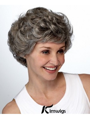 Synthetic Short Curly Lace Front Elderly Lady Wigs