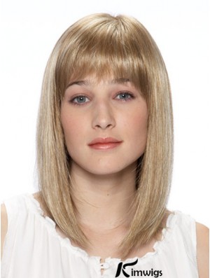 14 inch Blonde Straight Bobs Shoulder Synthetic Lace Front Wig