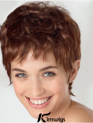 Exquisite 6 inch Wavy Auburn Boycuts Short Wigs