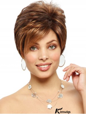 Straight Layered 6 inch Auburn Soft Synthetic Wigs