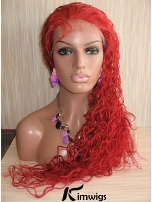 Curly Without Bangs Lace Front Natural 22 inch Red Long Wigs