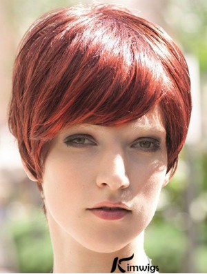 Incredible 8 inch Straight Red Boycuts Short Wigs