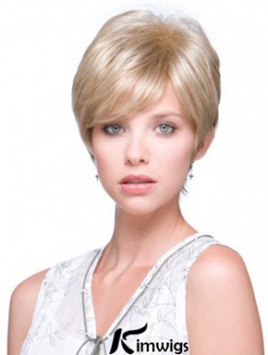 Incredible Blonde Short Straight Boycuts Monofilament Wigs