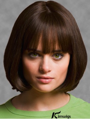 Wigs Bob UK With Synthetic Capless Brown Color Chin Length