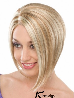 Capless Chin Length Straight Blonde Fashionable Bob Wigs