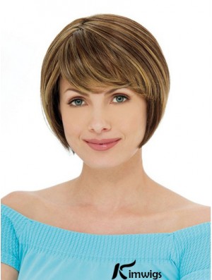 Capless Short Straight Auburn Ideal Bob Wigs