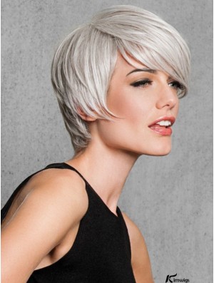 Capless Straight Short 8 inch Salt And Pepper Colour Wig