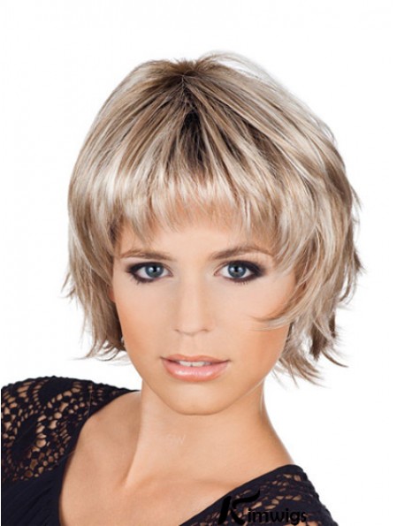 Ladies Bob Style Wigs With Capless Chin Length Blonde Color