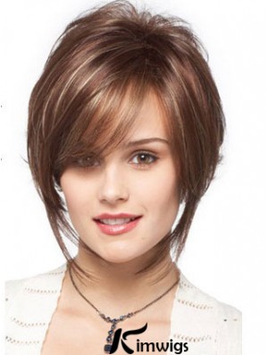 Bobs Wavy Brown Capless Designed Short Wigs