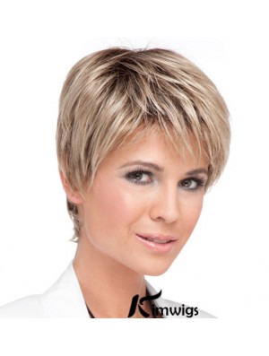 5 inch Incredible Straight Boycuts Blonde Short Wigs