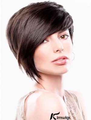 Bobs Straight Brown Capless Sleek Short Wigs