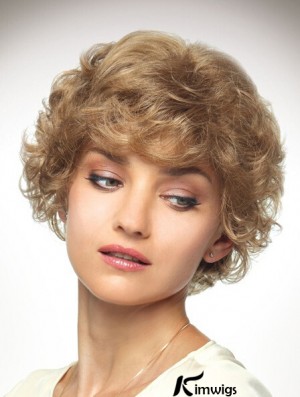 Chin Length Layered 10 inch Curly Blonde Medium Wigs