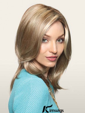 Comfortable Blonde Straight Layered Monofilament Long Wigs