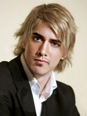 Chin Length Layered Blonde Wavy Real Hair Wigs For Men UK