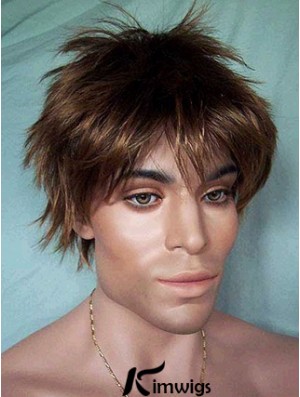 Lace Front Brown Short Straight Synthetic Man Lace Wig