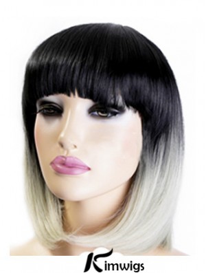 Modern 12 inch Chin Length Straight Wigs For Black Women