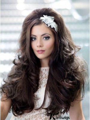 Long Wavy Brown Hairstyles Synthetic Half Wigs