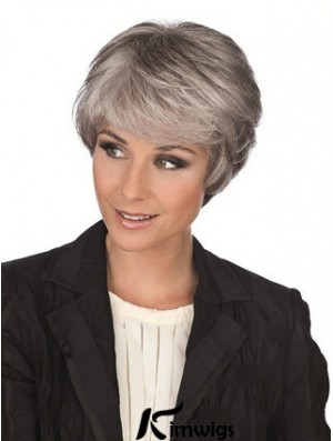 Synthetic Sassy Short Straight Grey Wigs