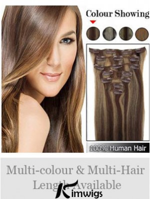 Beautiful Brown Straight Remy Real Hair Clip In Hair Extensions