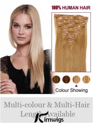 Top Blonde Straight Remy Real Hair Clip In Hair Extensions